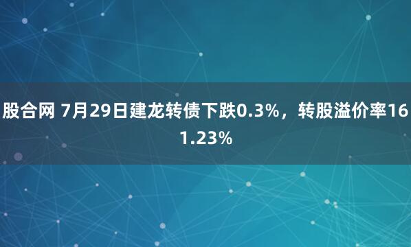 股合网 7月29日建龙转债下跌0.3%，转股溢价率161.23%
