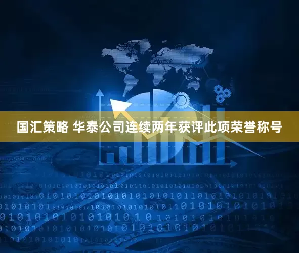 国汇策略 华泰公司连续两年获评此项荣誉称号